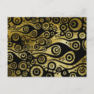 Cartão Postal Artes do teste padrão - ondas do ouro das chamas 