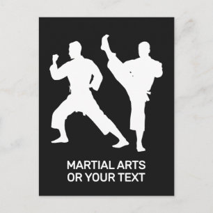 Cartão Postal Artes Marciais de Texto e Cor Personalizados