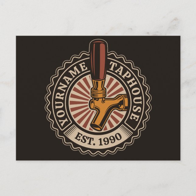 Cartão Postal Artesanato DE NOME Personalizado Bar de cervejaria (Frente)