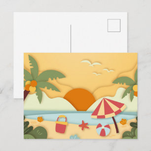 Cartão Postal Artesanato em Papel Verão na Praia 