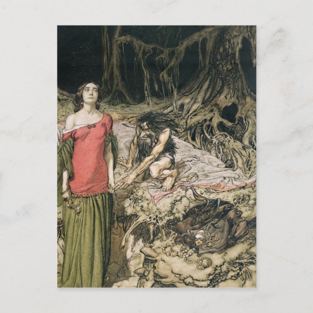 Cartão Postal Arthur Rackham | O Woging de Grimhilde, a mariposa (Frente)