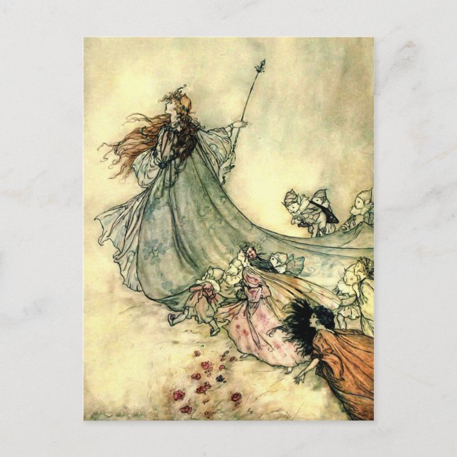 Cartão Postal Arthur Rackham's Fairy Queen (Frente)