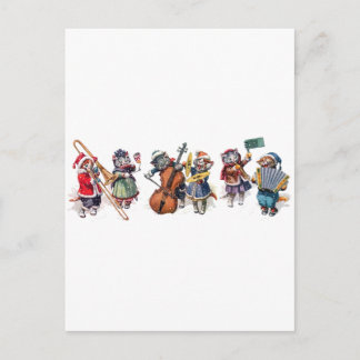 Cartão Postal Arthur Thiele -  Gatos Tocam Orquestra na Neve.