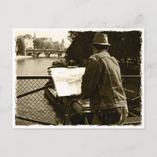 Cartão Postal Artist at the Seine river in Paris, France