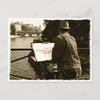 Cartão Postal Artist at the Seine river in Paris, France