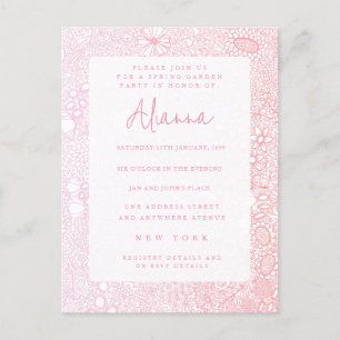 Cartão Postal Artista de Cena de Jardim Rosa Ilustrado