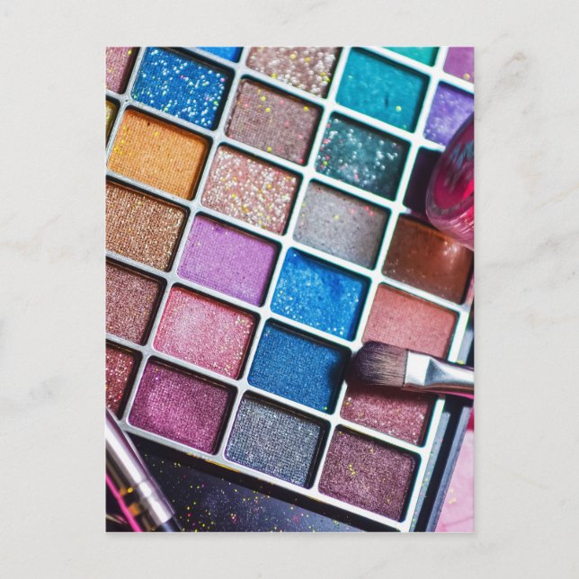 Cartão Postal Artista de maquiagem colorida feminina (Frente)