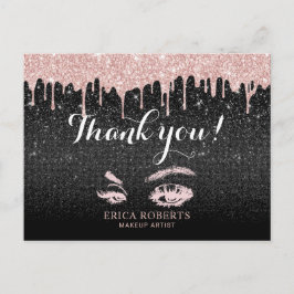 Cartão Postal Artista de Maquiagem de Cílios Rose Gold Drips Bea