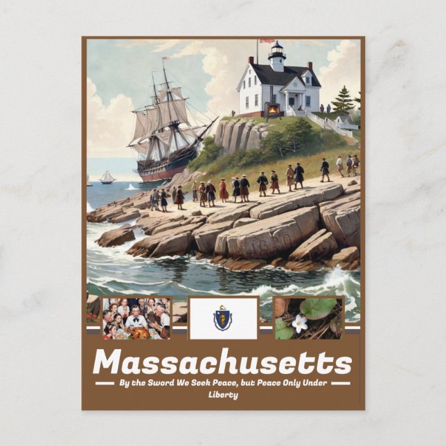 Cartão Postal Artista de Massachusetts e História (Frente)