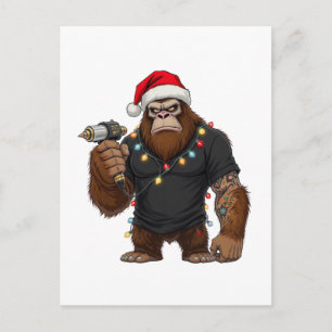 Cartão Postal Artista de Tatuagem de Pé Grande Sasquatch Natal