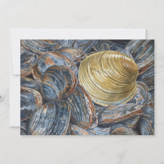 Cartão postal artístico de amêijoas e quahog