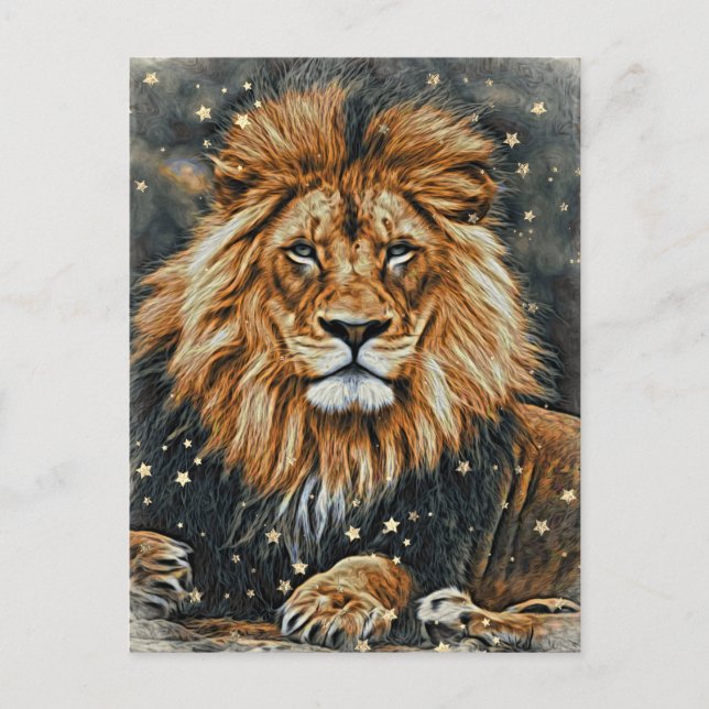 Cartão Postal *~* Artsy AP23 Artístico Celestial BOLD LION (Frente)