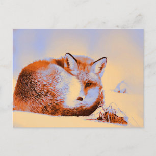 Cartão Postal *~* Artsy Red Fox Ap18 Pintura Artística Vida Selv