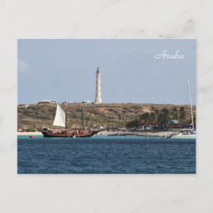Cartão Postal Aruba, Farol, veleiro, fotografia
