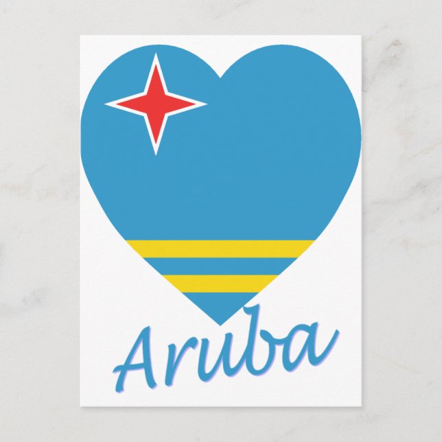 Cartão Postal Aruba Flag Heart (Frente)