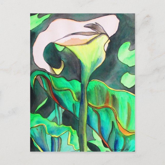 Cartão Postal Arum Lily — pintura original de aquarela (Frente)