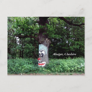 Cartão Postal Árvore Alsager com Cartaz de Rosto