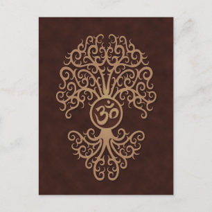 Cartão Postal Árvore Brown Yoga Om