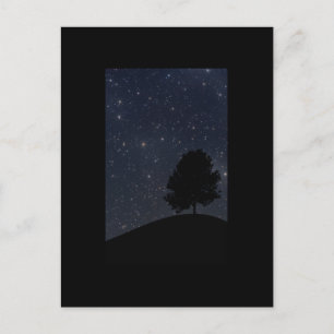 Cartão Postal Árvore contra o céu noturno estrelado