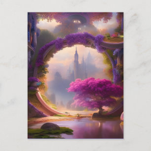 Cartão Postal Árvore cor-de-rosa floral fantasia