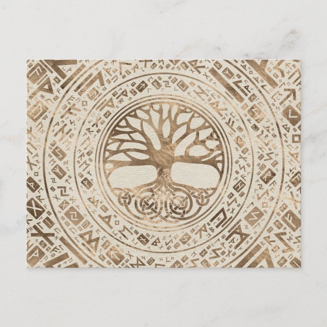 Cartão Postal Árvore da vida - Padrão Runic de Yggdrasil (Frente)