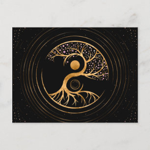 Cartão Postal Árvore da vida Yin Yang - Fluorita e Ouro