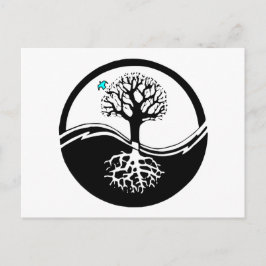 Cartão Postal Árvore Da Vida Yin Yang Preto E Branco