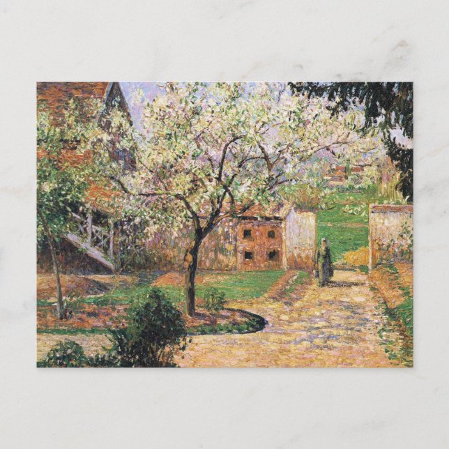 Cartão Postal Árvore de ameixa de flores, Eragny Camille Pissarr (Frente)