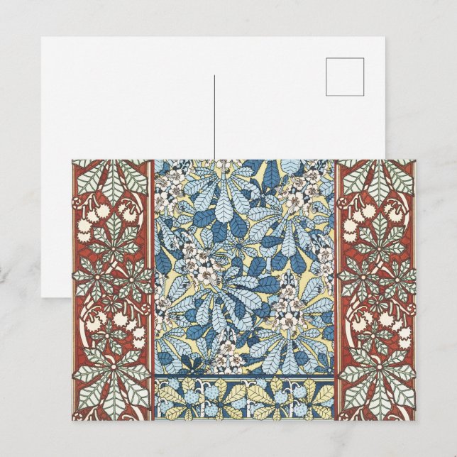 Cartão Postal Árvore de castanha,Folhas,Nouveau de Arte Botânica (Frente/Verso)