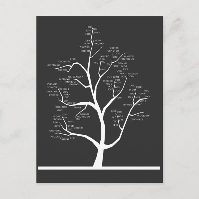 Cartão Postal Árvore de código binário do professor de ciências  (Frente)