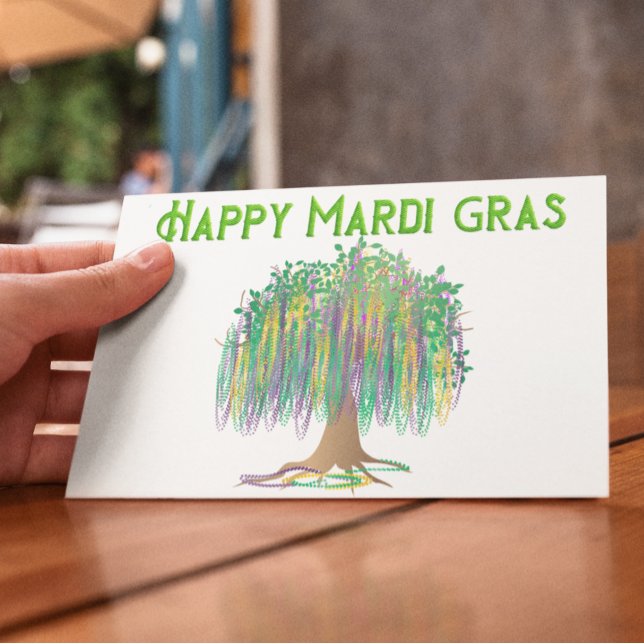 Cartão Postal Árvore de Contas Feliz do Mardi Gras (Criador carregado)