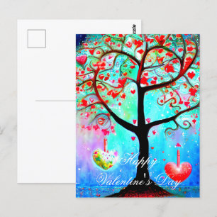 Cartão Postal Árvore de coração abstrato dia dos namorados