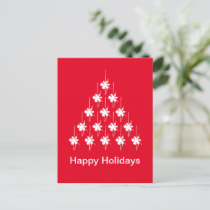 Cartão Postal Árvore de estrelas de neve branca-festas felizes