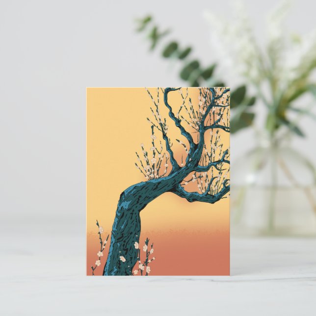 Cartão Postal Árvore de Flores Chinesa (Em pé/Frente)