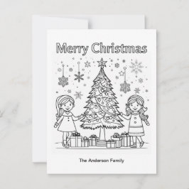 Cartão Postal Árvore de Imagem para Colorir Festiva para Criança
