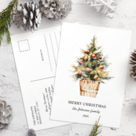 Cartão Postal Árvore de Natal Alegre Elegante Sem Foto