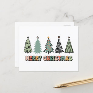 Cartão Postal Árvore de Natal Alegre Natal Retrô