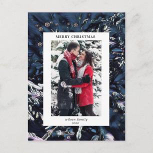 Cartão Postal árvore de natal azul artística, Natal moderno