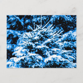 Cartão Postal Árvore de Natal Azul, Neve
