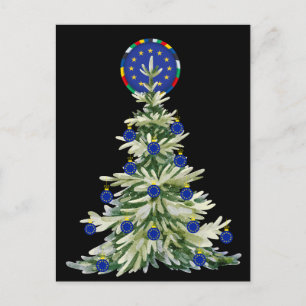 Cartão Postal Árvore de Natal - Bandeira da União Europeia Eur
