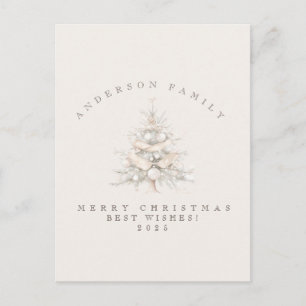 Cartão Postal Árvore de Natal branca tradicional personalizada p