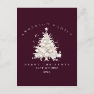 Cartão Postal Árvore de Natal branca tradicional personalizada p
