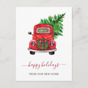 Cartão Postal Árvore de Natal Carro Mudamos de Endereço Férias M