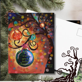 Cartão Postal Árvore de Natal Colorida e Espelhada em Arte
