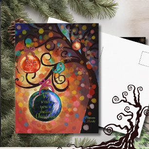 Cartão Postal Árvore de Natal Colorida e Espelhada em Arte