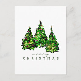 Cartão Postal Árvore de Natal com Design de Tinta 