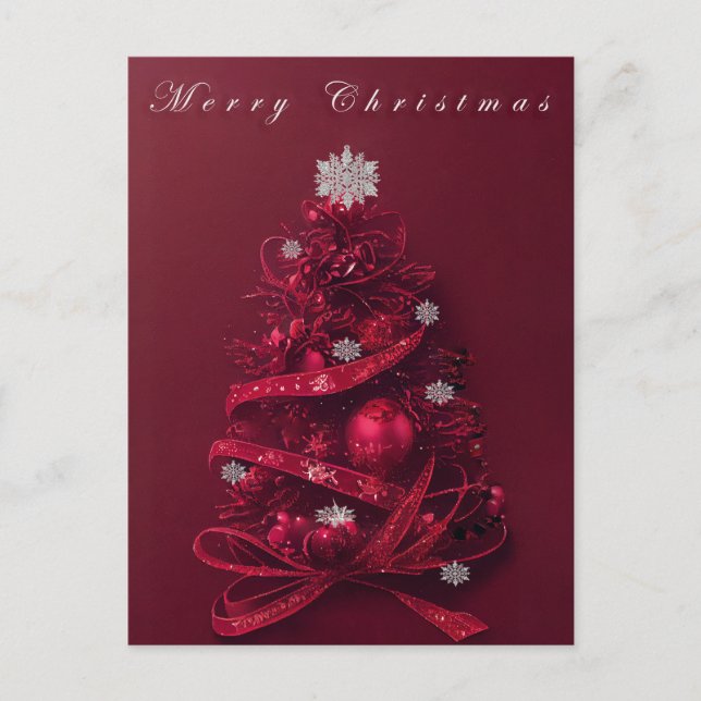 Cartão Postal Árvore de Natal da Borgonha Whimsical (Frente)