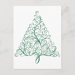 Cartão Postal Árvore de Natal da Caligrafia Vermelha e Verde