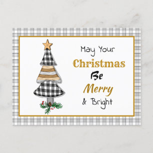 Cartão Postal Árvore de Natal da Xadrez   Feliz e Bright Ca