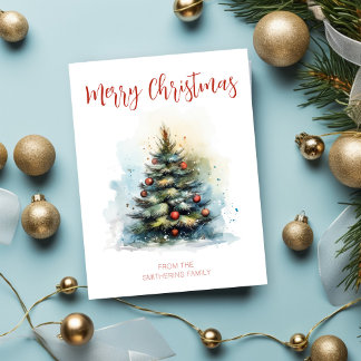 Cartão Postal Árvore de Natal de Aquarela